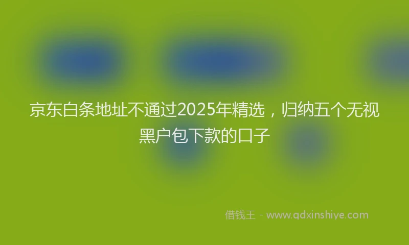 京东白条地址不通过2025年精选，归纳五个无视黑户包下款的口子