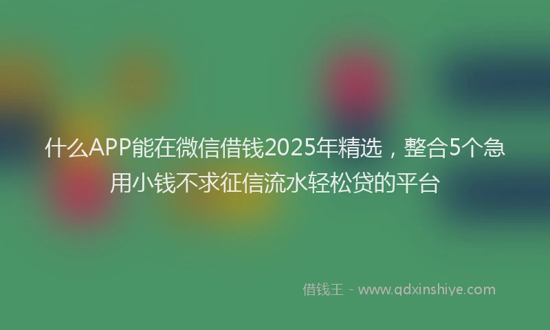 什么APP能在微信借钱2025年精选，整合5个急用小钱不求征信流水轻松贷的平台