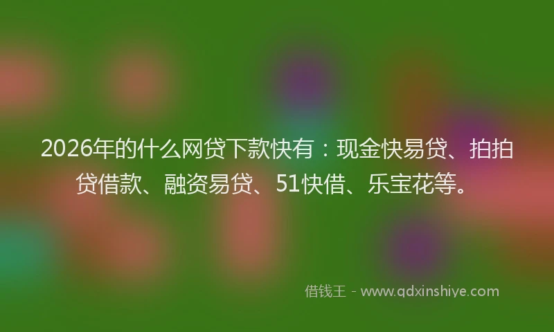 2026年的什么网贷下款快有：现金快易贷、拍拍贷借款、融资易贷、51快借、乐宝花等。