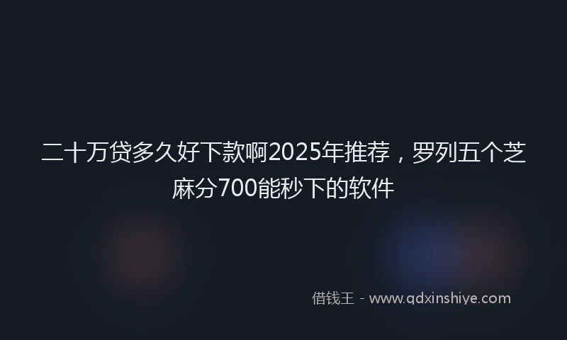 二十万贷多久好下款啊2025年推荐，罗列五个芝麻分700能秒下的软件