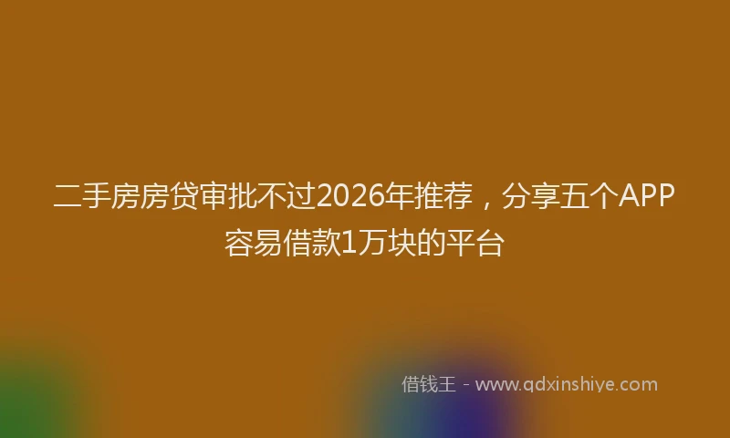 二手房房贷审批不过2026年推荐，分享五个APP容易借款1万块的平台