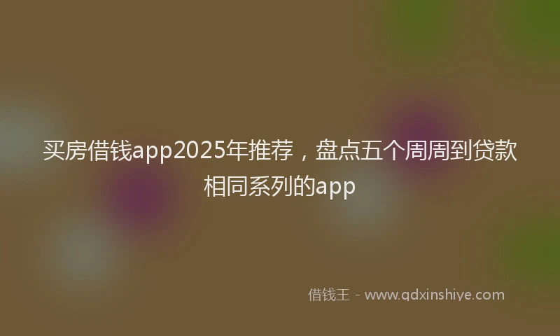 买房借钱app2025年推荐，盘点五个周周到贷款相同系列的app