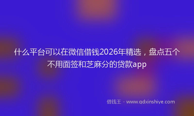 什么平台可以在微信借钱2026年精选,盘点五个不用面签和芝麻分的贷款app