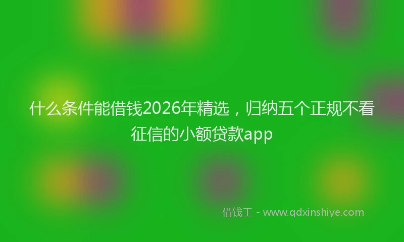 什么条件能借钱2026年精选，归纳五个正规不看征信的小额贷款app