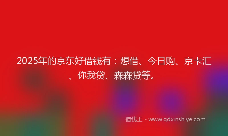 2025年的京东好借钱有：想借、今日购、京卡汇、你我贷、森森贷等。