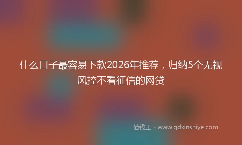 什么口子最容易下款2026年推荐，归纳5个无视风控不看征信的网贷