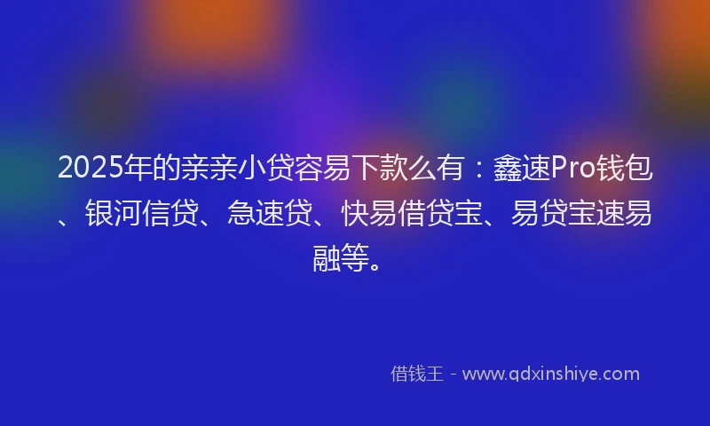 2025年的亲亲小贷容易下款么有：鑫速Pro钱包、银河信贷、急速贷、快易借贷宝、易贷宝速易融等。