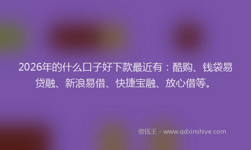 2026年的什么口子好下款最近有：酷购、钱袋易贷融、新浪易借、快捷宝融、放心借等。
