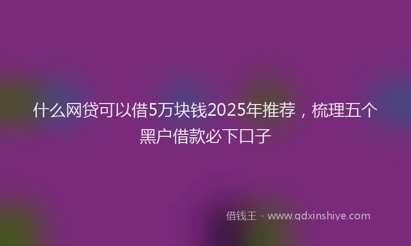 什么网贷可以借5万块钱2025年推荐，梳理五个黑户借款必下口子
