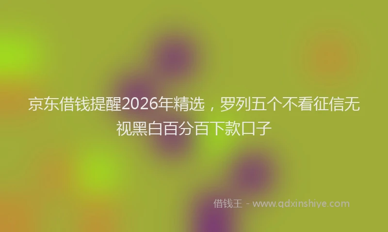京东借钱提醒2026年精选,罗列五个不看征信无视黑白百分百下款口子