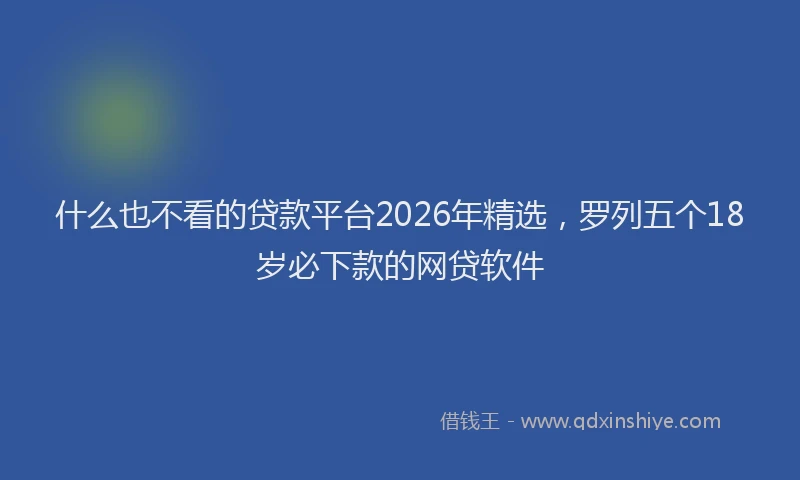 什么也不看的贷款平台2026年精选，罗列五个18岁必下款的网贷软件