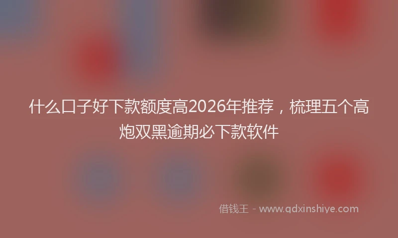 什么口子好下款额度高2026年推荐，梳理五个高炮双黑逾期必下款软件