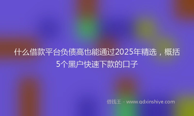 什么借款平台负债高也能通过2025年精选,概括5个黑户快速下款的口子