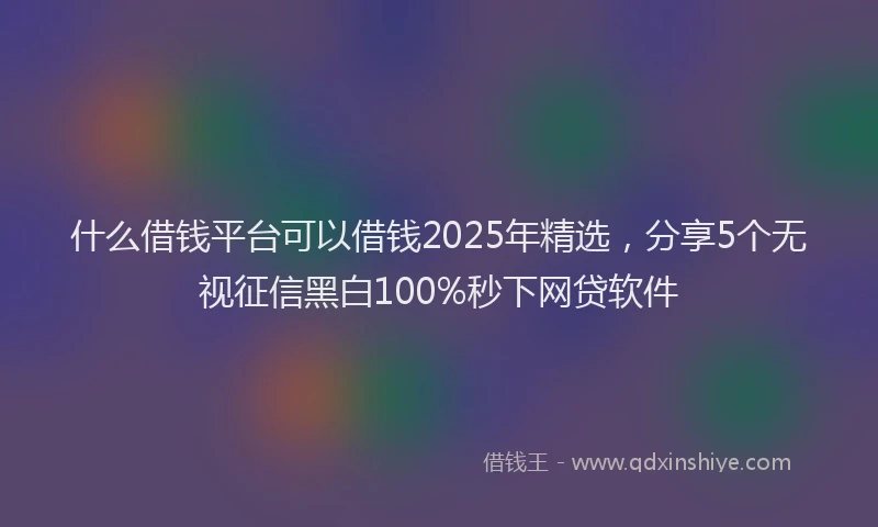 什么借钱平台可以借钱2025年精选，分享5个无视征信黑白100%秒下网贷软件
