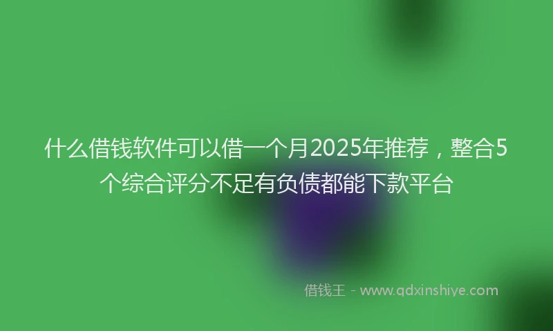 什么借钱软件可以借一个月2025年推荐，整合5个综合评分不足有负债都能下款平台