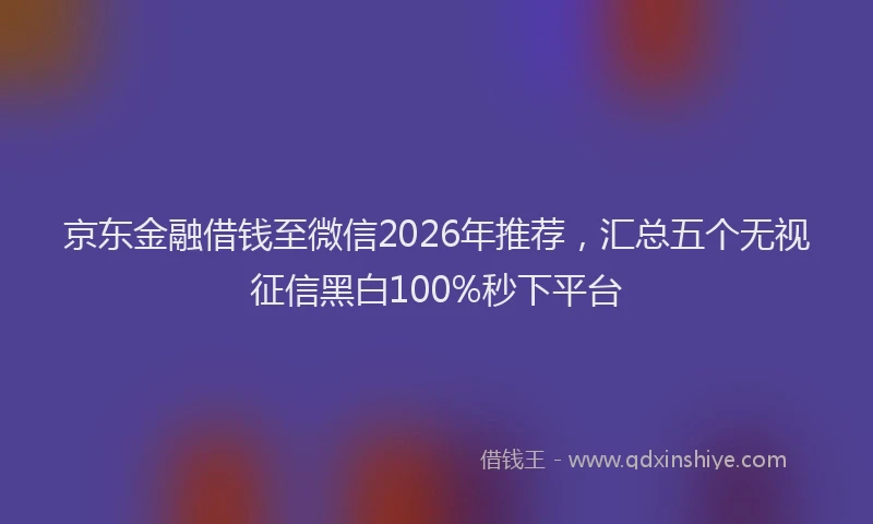 京东金融借钱至微信2026年推荐，汇总五个无视征信黑白100%秒下平台