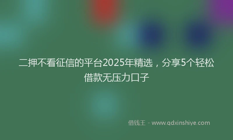 二押不看征信的平台2025年精选,分享5个轻松借款无压力口子