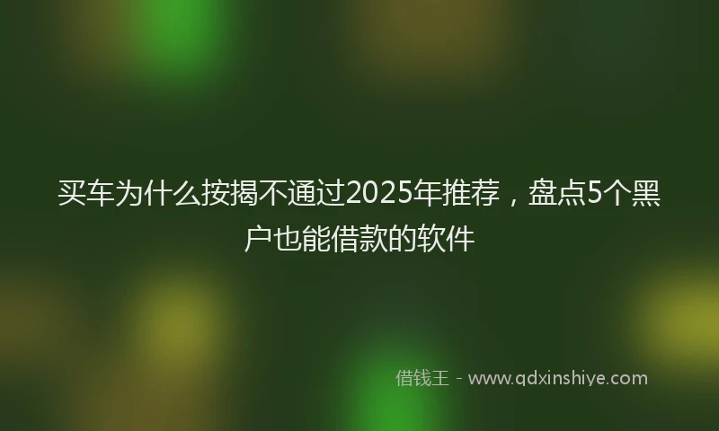 买车为什么按揭不通过2025年推荐，盘点5个黑户也能借款的软件