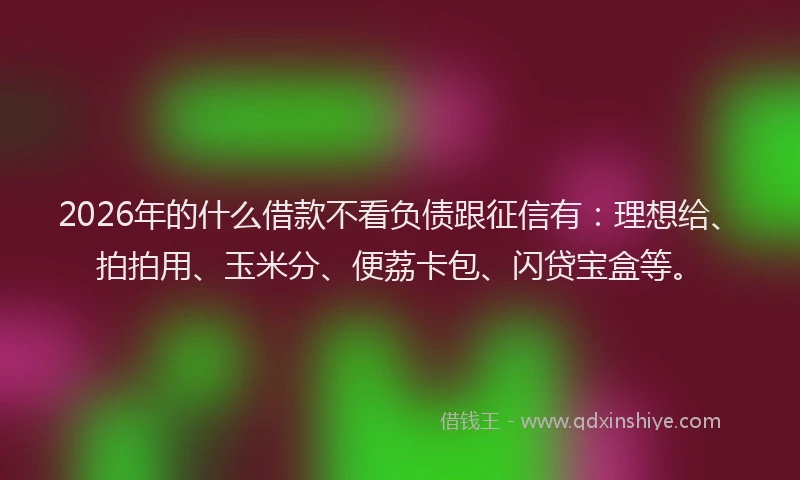 2026年的什么借款不看负债跟征信有：理想给、拍拍用、玉米分、便荔卡包、闪贷宝盒等。