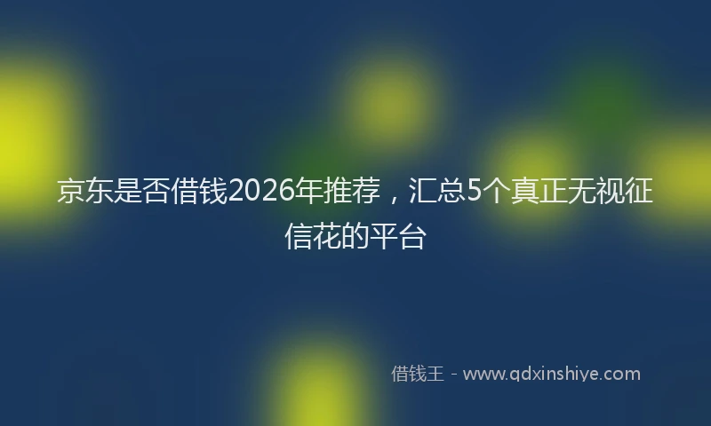 京东是否借钱2026年推荐，汇总5个真正无视征信花的平台