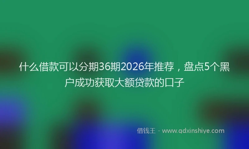 什么借款可以分期36期2026年推荐，盘点5个黑户成功获取大额贷款的口子