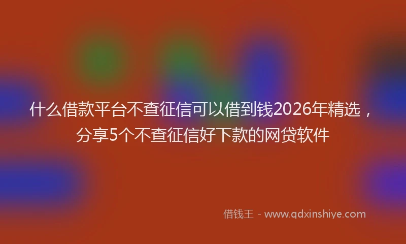 什么借款平台不查征信可以借到钱2026年精选，分享5个不查征信好下款的网贷软件