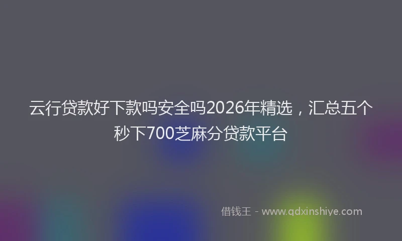 云行贷款好下款吗安全吗2026年精选，汇总五个秒下700芝麻分贷款平台