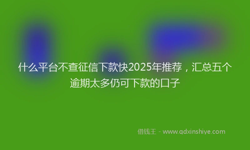 什么平台不查征信下款快2025年推荐,汇总五个逾期太多仍可下款的口子