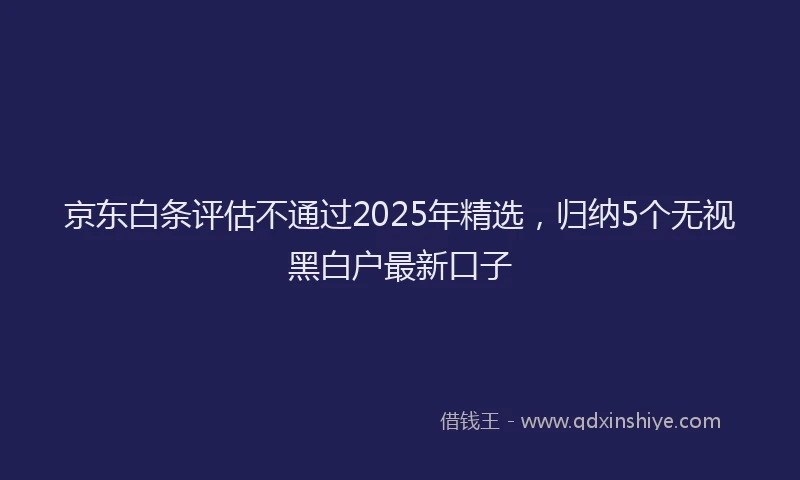 京东白条评估不通过2025年精选，归纳5个无视黑白户最新口子