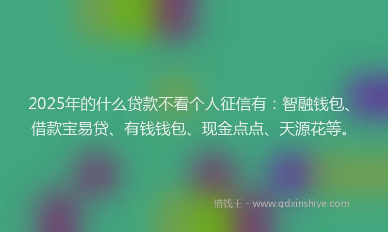2025年的什么贷款不看个人征信有:智融钱包、借款宝易贷、有钱钱包、现金点点、天源花等。