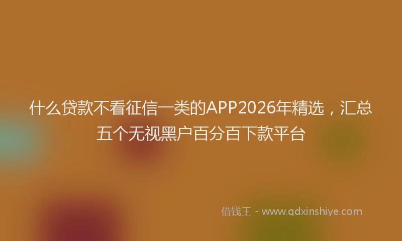 什么贷款不看征信一类的APP2026年精选,汇总五个无视黑户百分百下款平台