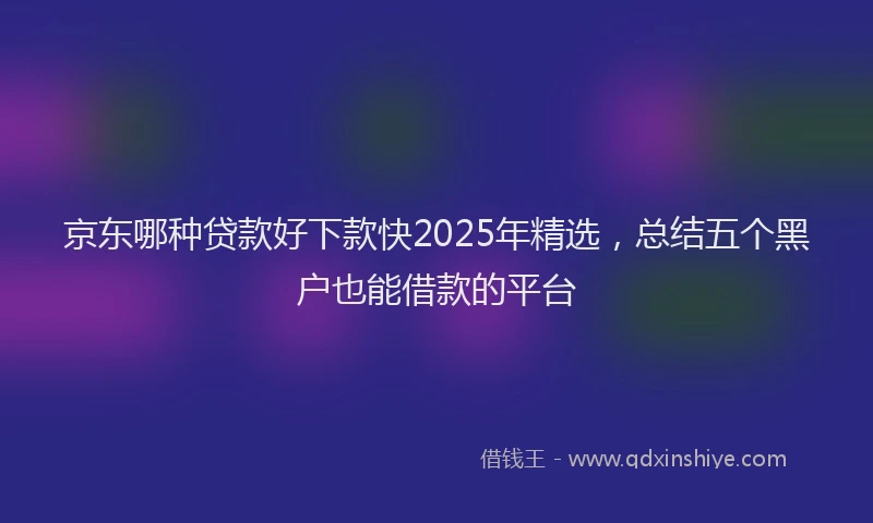 京东哪种贷款好下款快2025年精选，总结五个黑户也能借款的平台