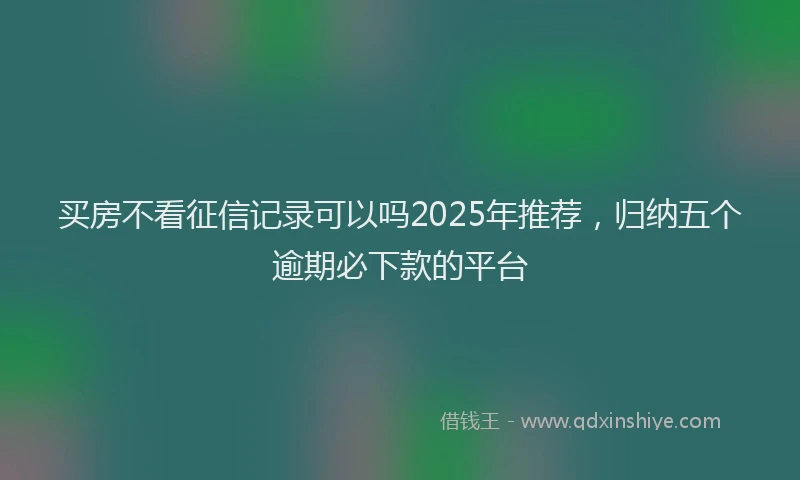 买房不看征信记录可以吗2025年推荐，归纳五个逾期必下款的平台