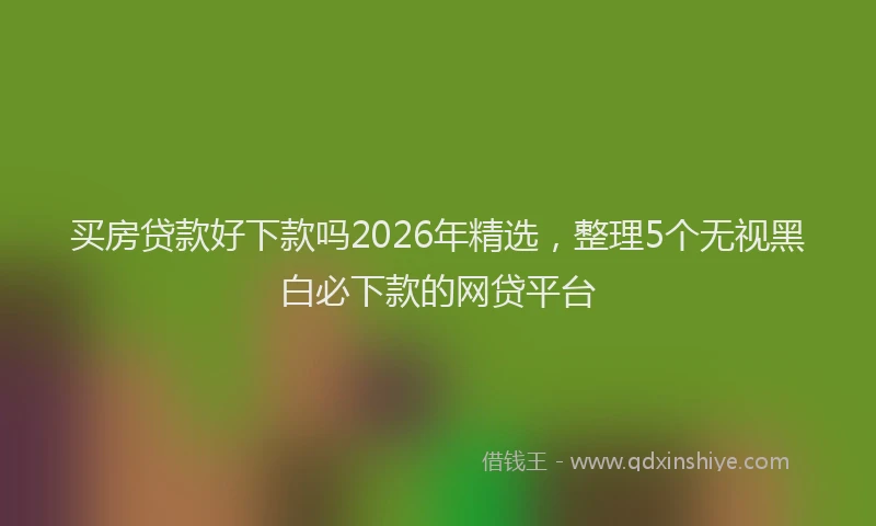 买房贷款好下款吗2026年精选，整理5个无视黑白必下款的网贷平台