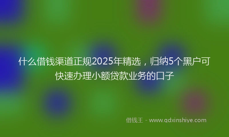 什么借钱渠道正规2025年精选，归纳5个黑户可快速办理小额贷款业务的口子