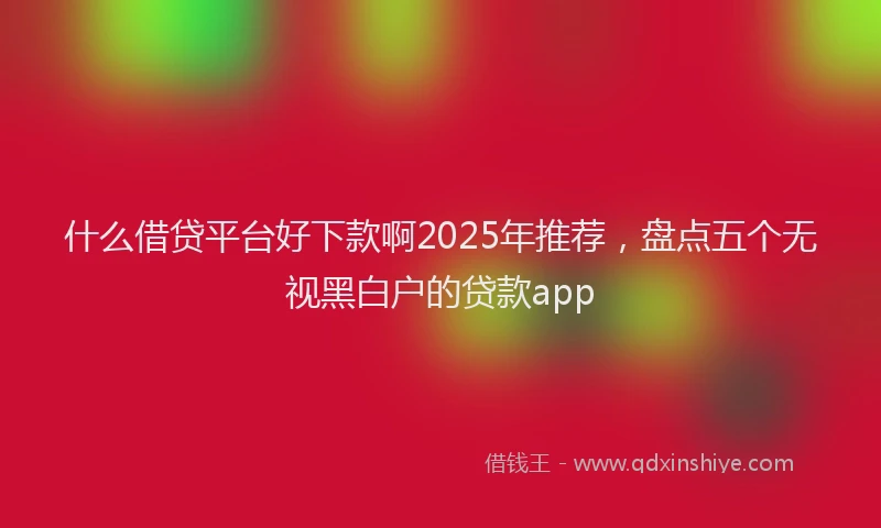 什么借贷平台好下款啊2025年推荐，盘点五个无视黑白户的贷款app