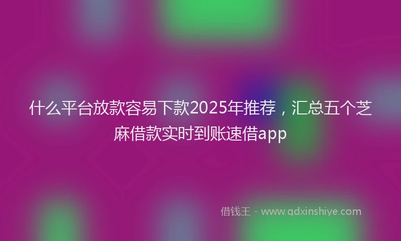 什么平台放款容易下款2025年推荐，汇总五个芝麻借款实时到账速借app