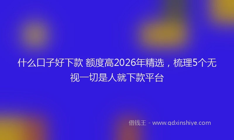 什么口子好下款 额度高2026年精选，梳理5个无视一切是人就下款平台