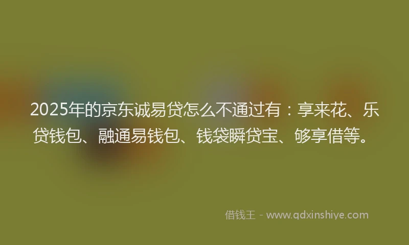 2025年的京东诚易贷怎么不通过有：享来花、乐贷钱包、融通易钱包、钱袋瞬贷宝、够享借等。