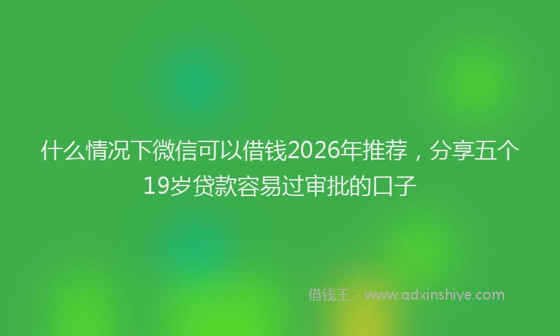 什么情况下微信可以借钱2026年推荐，分享五个19岁贷款容易过审批的口子