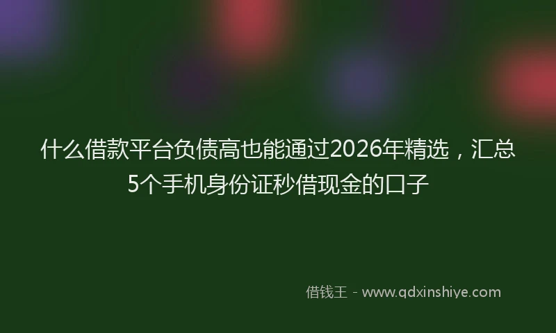 什么借款平台负债高也能通过2026年精选，汇总5个手机身份证秒借现金的口子