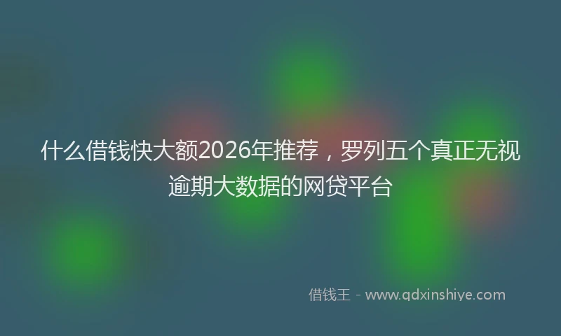 什么借钱快大额2026年推荐，罗列五个真正无视逾期大数据的网贷平台