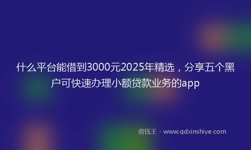 什么平台能借到3000元2025年精选，分享五个黑户可快速办理小额贷款业务的app