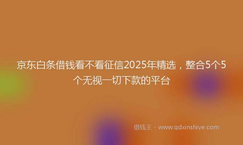 京东白条借钱看不看征信2025年精选，整合5个5个无视一切下款的平台