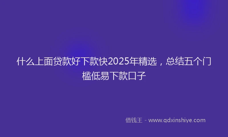 什么上面贷款好下款快2025年精选，总结五个门槛低易下款口子