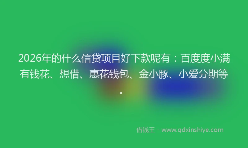 2026年的什么信贷项目好下款呢有：百度度小满有钱花、想借、惠花钱包、金小豚、小爱分期等。
