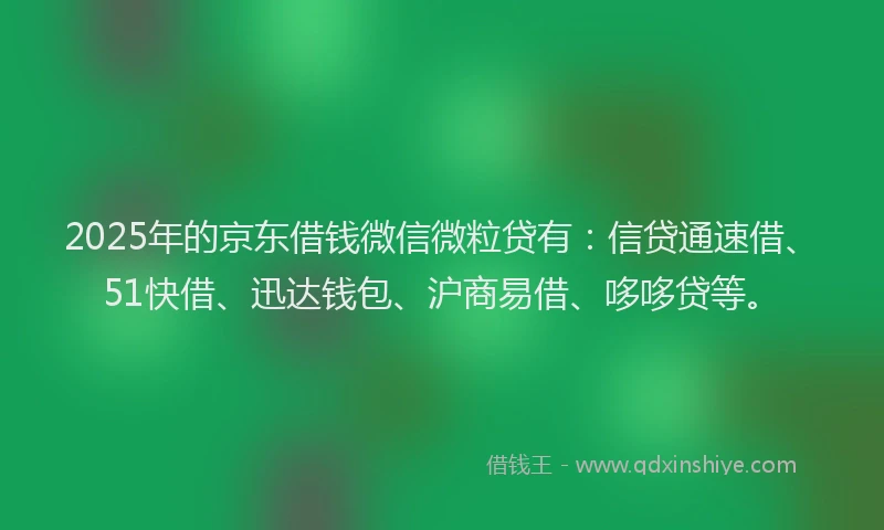 2025年的京东借钱微信微粒贷有:信贷通速借、51快借、迅达钱包、沪商易借、哆哆贷等。