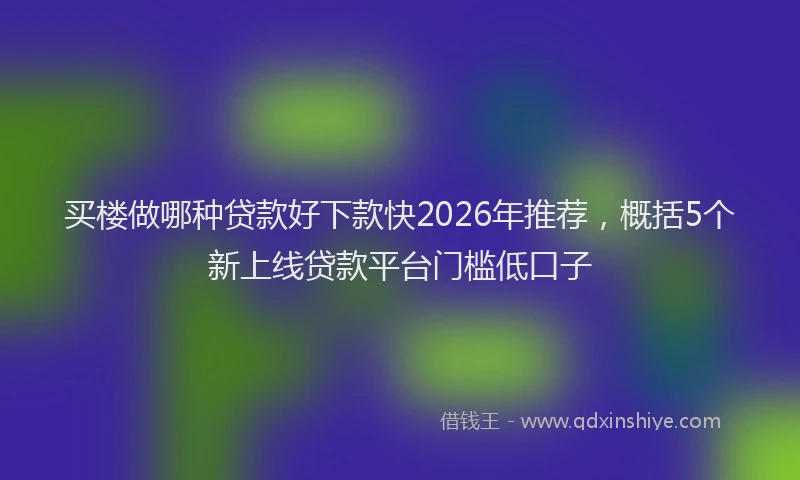 买楼做哪种贷款好下款快2026年推荐，概括5个新上线贷款平台门槛低口子
