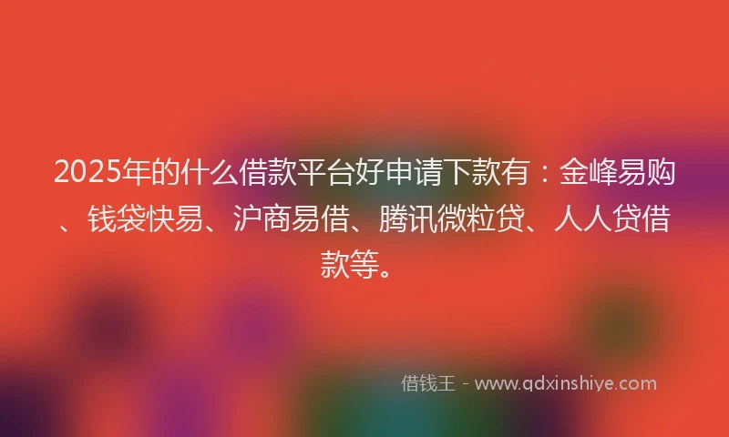 2025年的什么借款平台好申请下款有：金峰易购、钱袋快易、沪商易借、腾讯微粒贷、人人贷借款等。