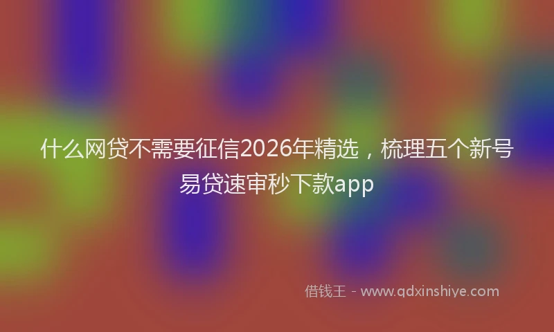 什么网贷不需要征信2026年精选，梳理五个新号易贷速审秒下款app